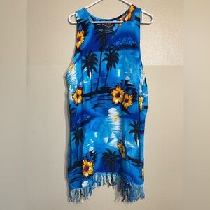 LG sport Woman 1X Tropical Palm Tree Floral Tank Dress Cover Up Plus Size